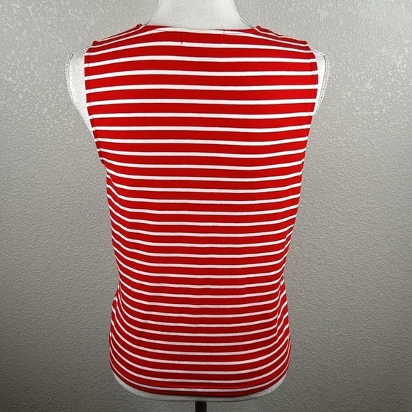Chaps Red & White Striped V-Neck Tank Top Size Medium - Picture 4 of 5